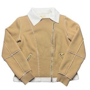 Michael Kors Tan Zip Up Jacket Womens S Double Rider Zipper
